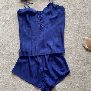 Victoria's Secret Blue Satin Pajama Set